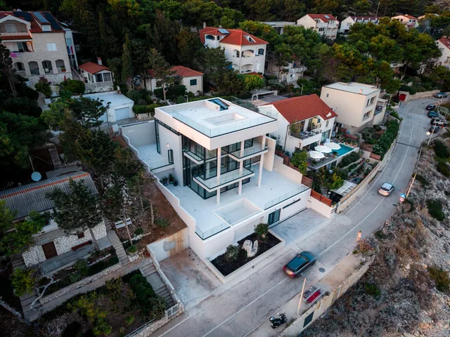 Aerial view of Villa Infinity and its terraces